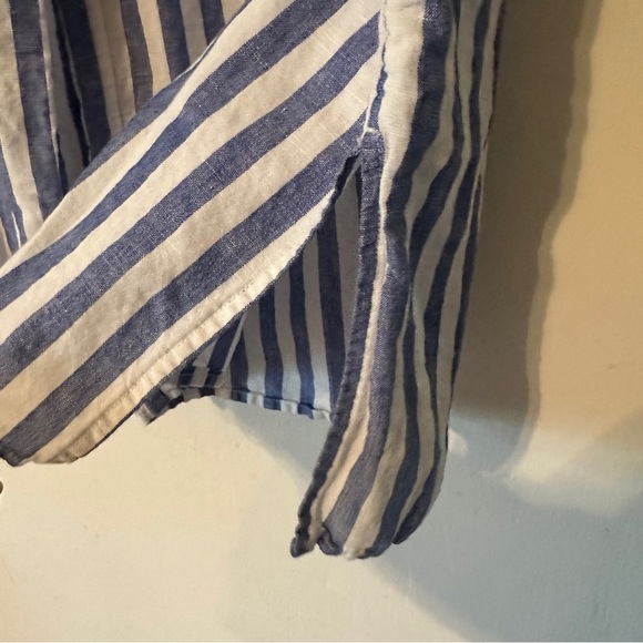 J Crew Womens Blue White Stripe Wide Leg Pull on Pants Cropped Beachy Nautical L - Picture 5 of 7